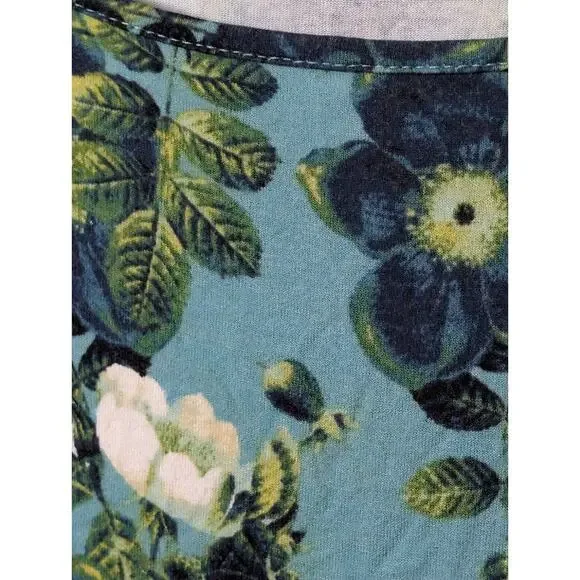 J.Jill Wearever Shirt Blouse Cottagecore * Women's Size Medium Blue Floral Tunic - Picture 2 of 12